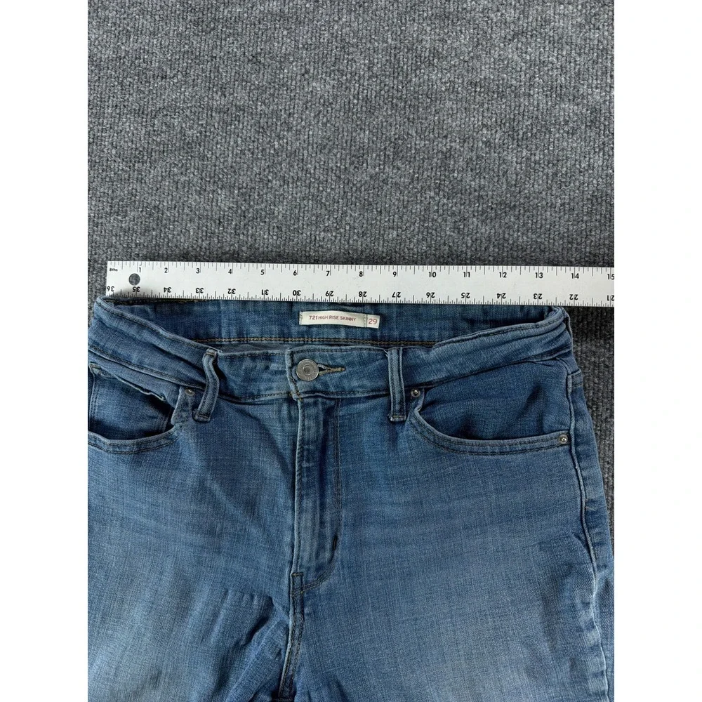 Levis 721 High Rise Skinny Jeans Womens 29 Blue Denim Medium Wash Stretch Casual